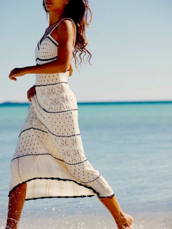 Olive & Oak Dresses & Skirts - Olive + Oak Boho Knit Pointelle Maxi Dress